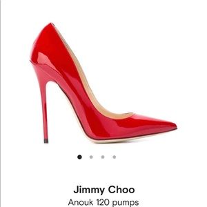 Very Sexy Jimmy Choo Anouk Red Patent Leather Stilleto Heel Pumps; Size 36.5